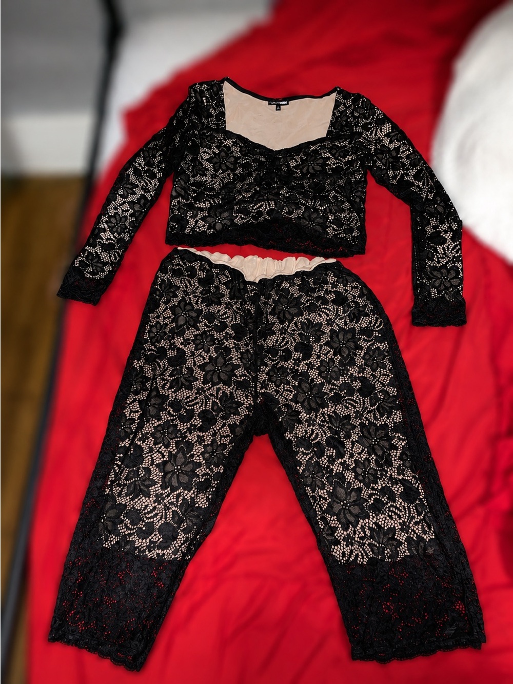 Black Lace Two-Piece Sleep Set